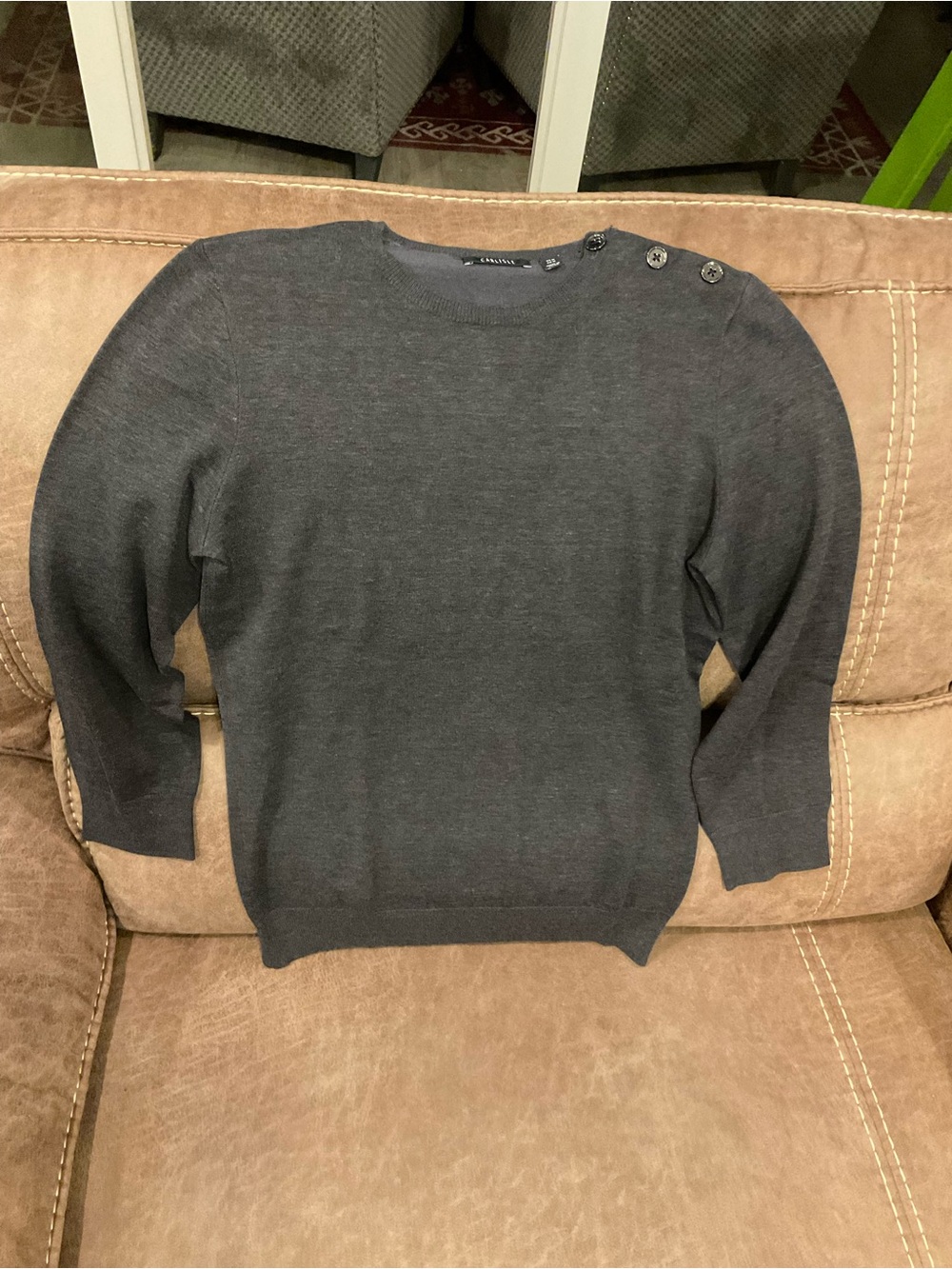Carlisle Dark Grey Button Shoulder Sweater - M